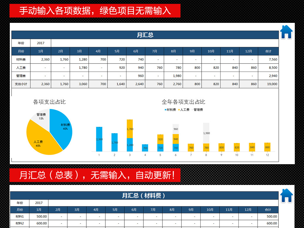 财务报表公司企业费用支出管理台账表格
