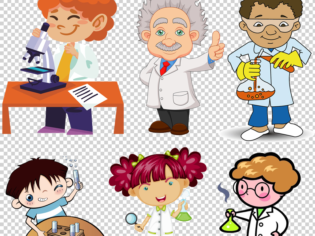 科学化学实验人物PNG透明背景素材