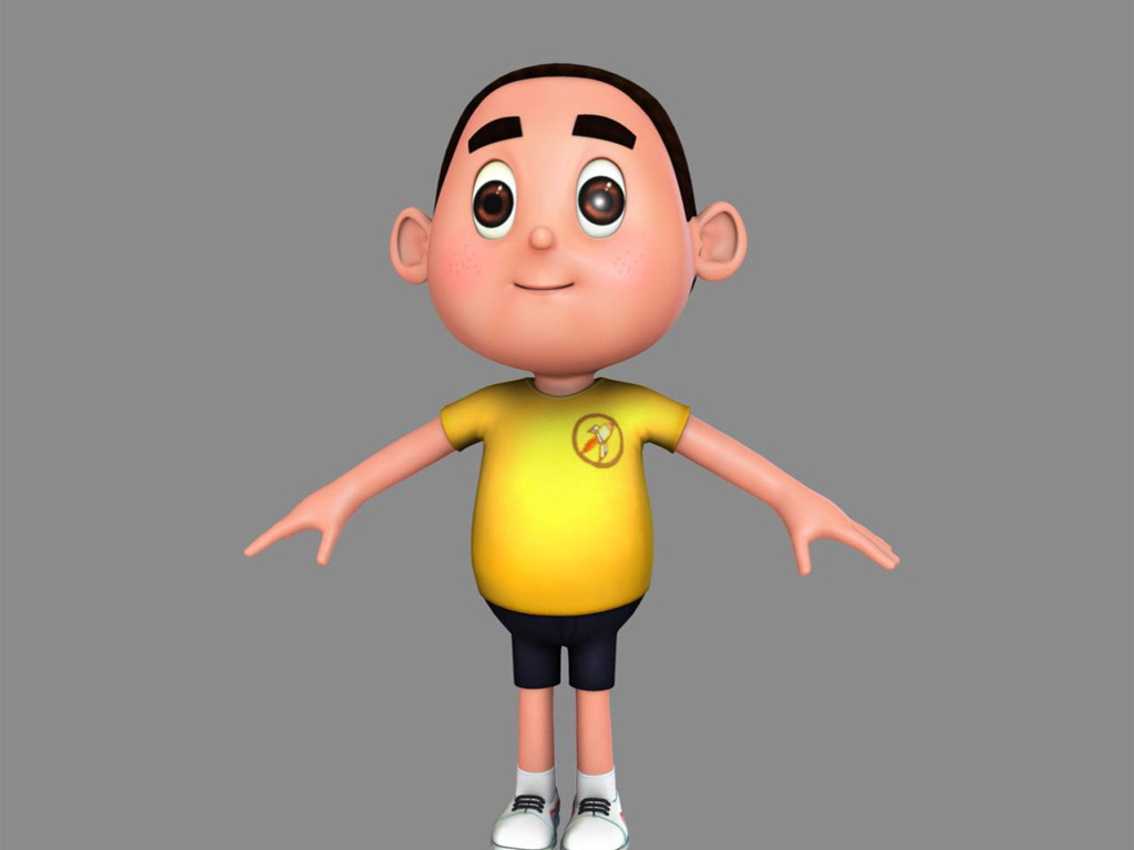 学生Q版卡通角色小学生动画模型