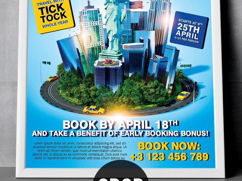 时尚清新美国留学签证旅游旅行社宣传海报(图