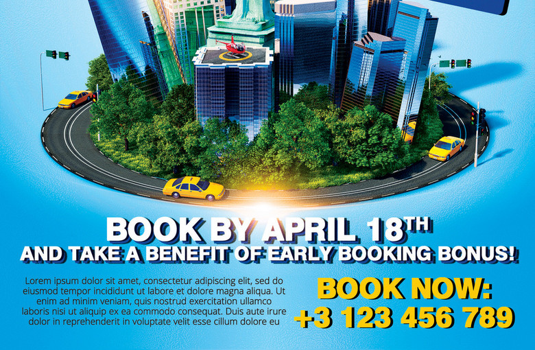 时尚清新美国留学签证旅游旅行社宣传海报(图