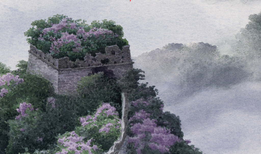 长城茫茫云海风云大气新中式中国风背.图片设