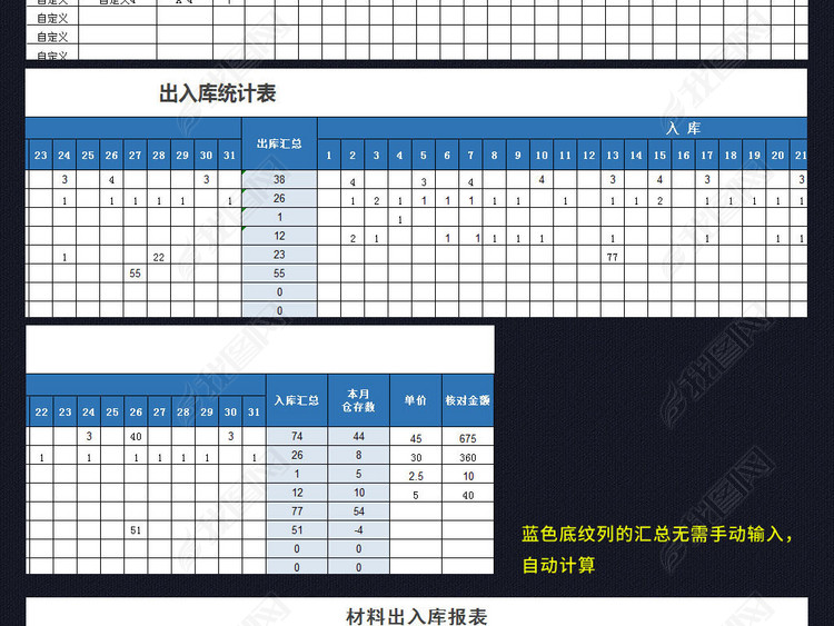 公司仓库管理出入库存表格出库入库报表模板