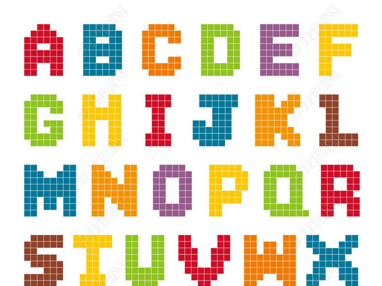 彩色方块字体积木艺术字创意美术字模板图片下
