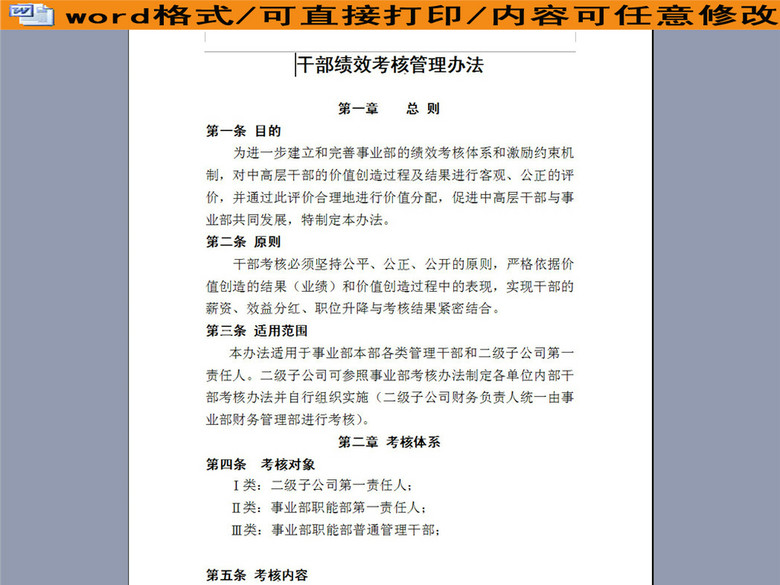 某公司干部绩效考核办法22页(图片编号:16372