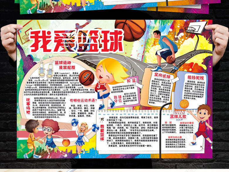篮球小报体育运动会健康健身手抄报电子小报图