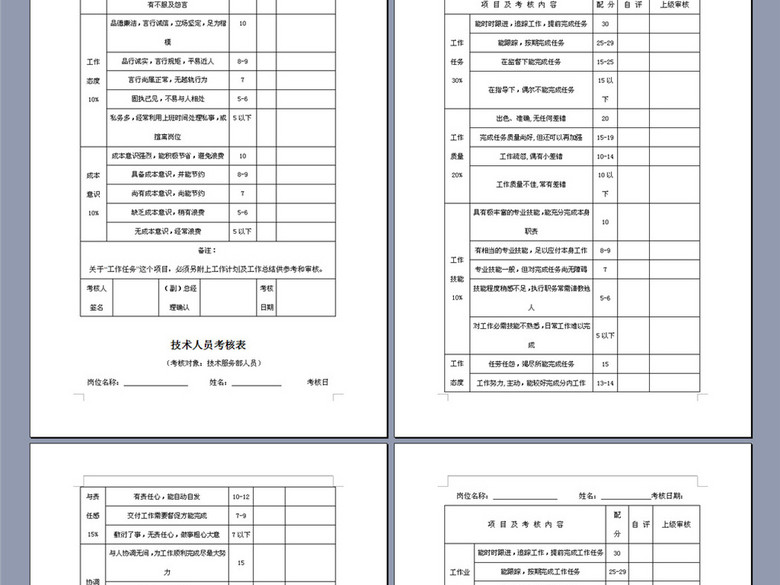 公司员工考核表汇总(图片编号:16376949)_绩效考核方案