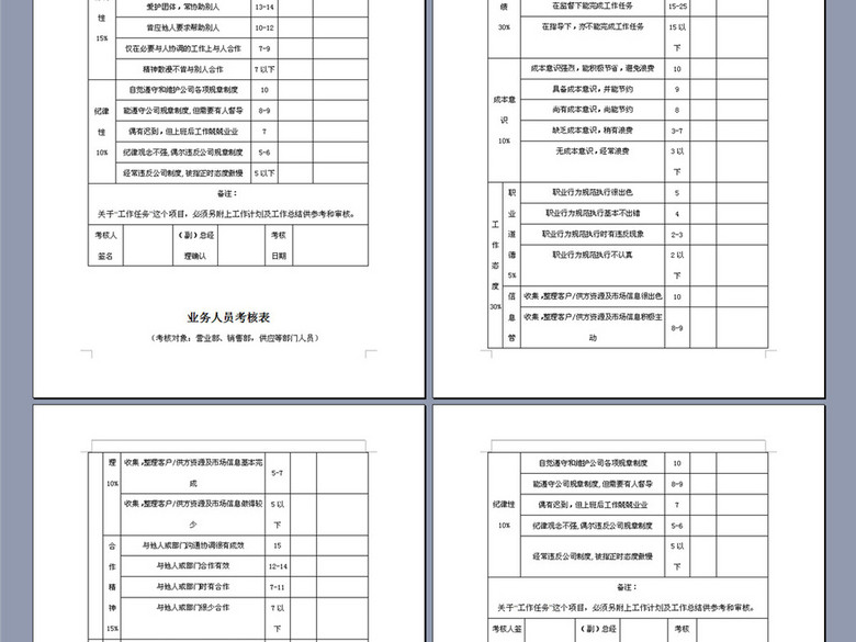 公司员工考核表汇总(图片编号:16376949)_绩效考核方案