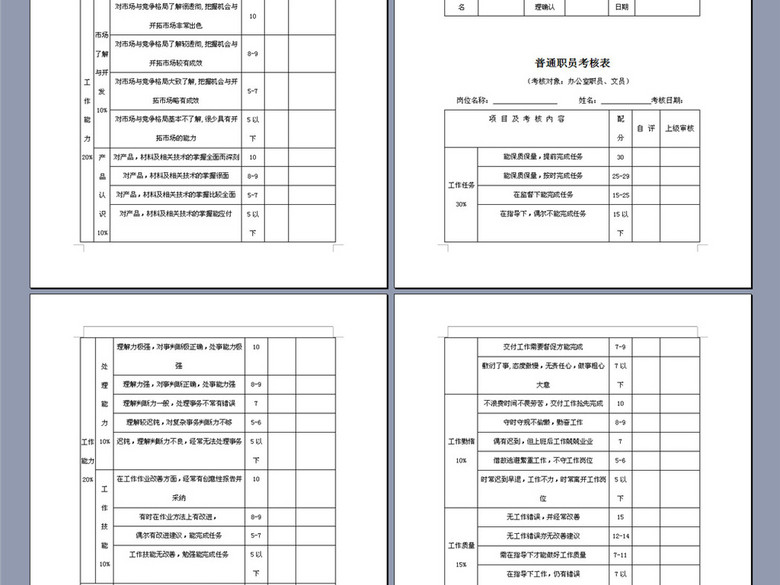 公司员工考核表汇总(图片编号:16376949)_绩效
