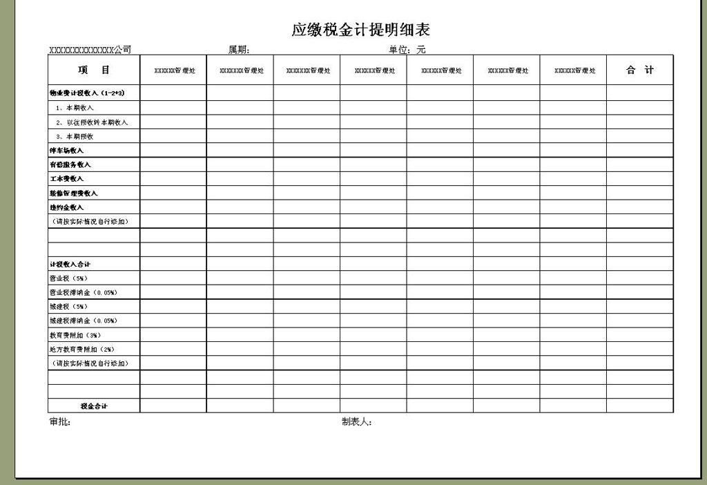 应缴税金计提明细表财务报表图片设计素材_高