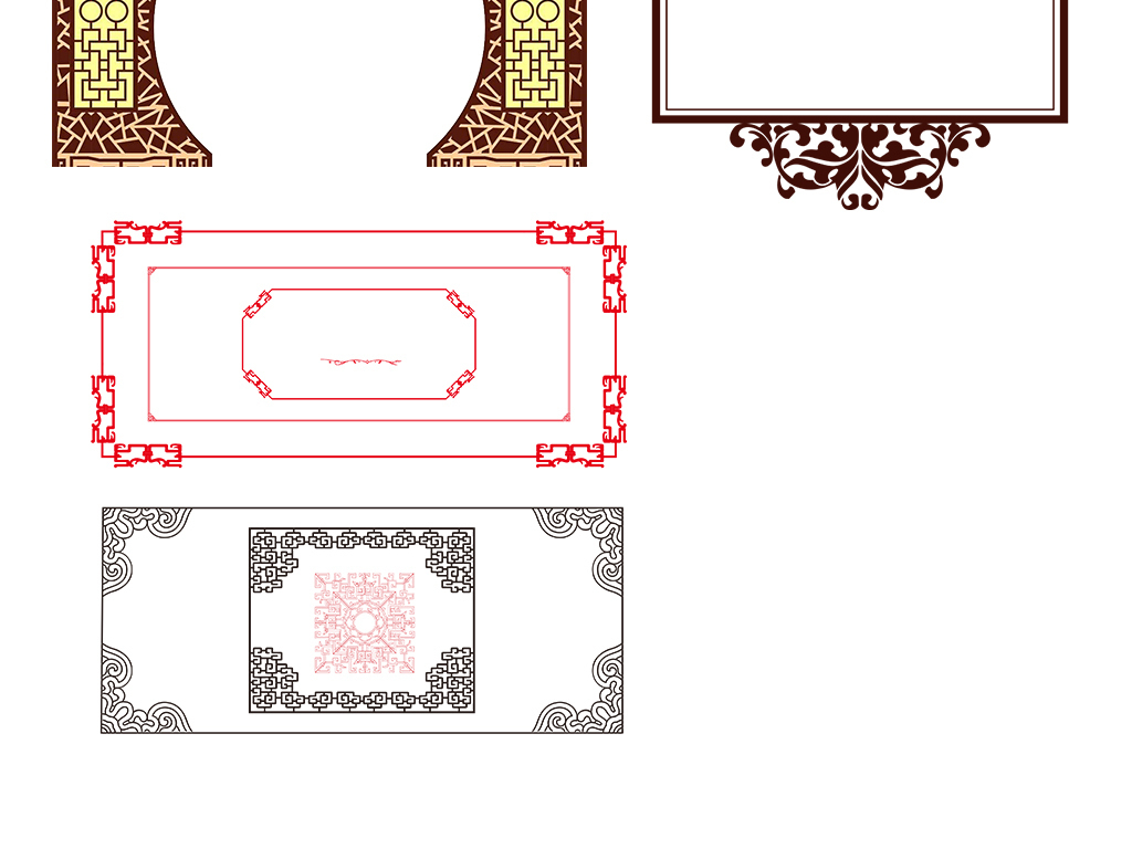 中国风古风花边花纹边框png矢量免扣素材