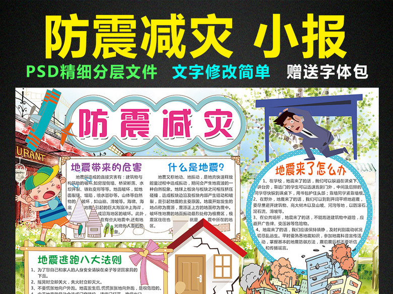 防震减灾小报地震安全知识手抄报电子小报(图
