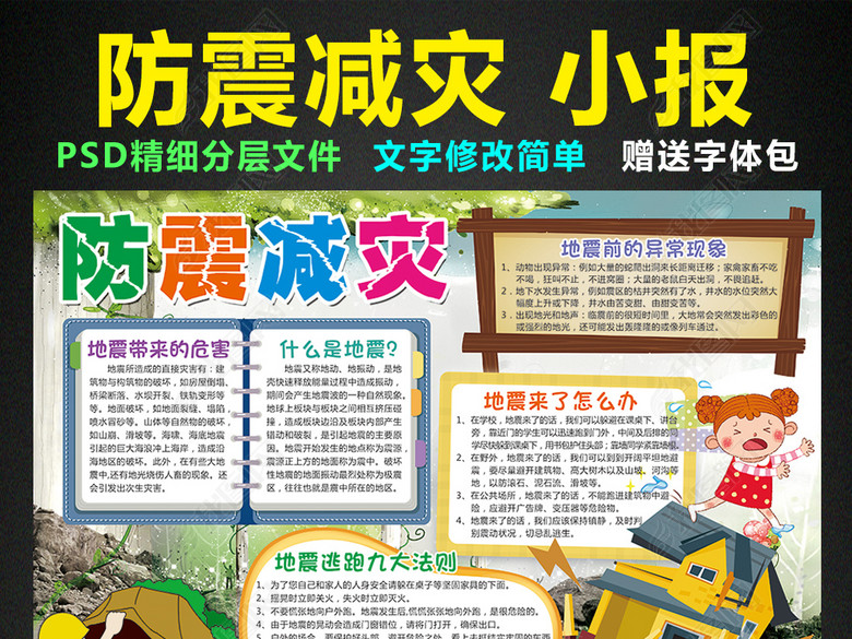 防震减灾小报地震安全知识手抄报电子小报图片