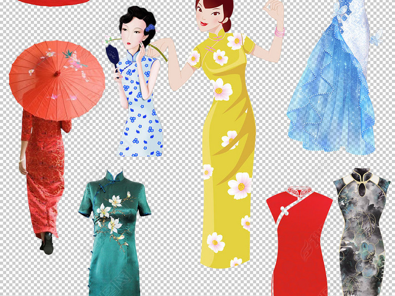 中华民国旗袍服饰设计免扣素材图片下载png素