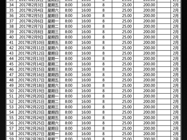 公司员工日工资明细记录统计表Excel(图片编号