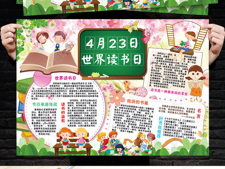 世界读书日小报亲子阅读读后感手抄小报边框图
