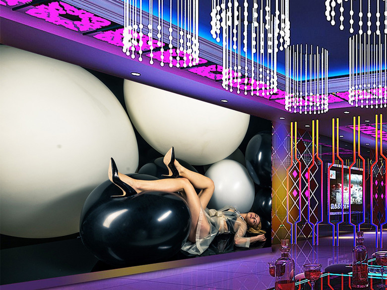 欧美夜店dj美女背景墙ktv装饰背景墙(图片编号