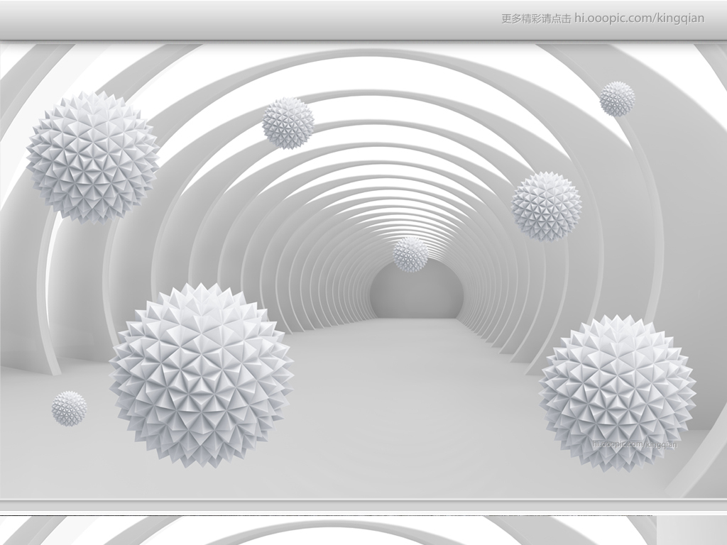 抽象隧道空间多面体圆球3d背景墙