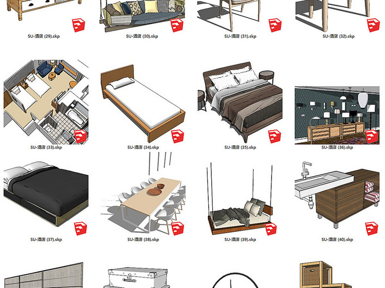 精选客栈民宿旅馆家具SU模型(图片编号:1639