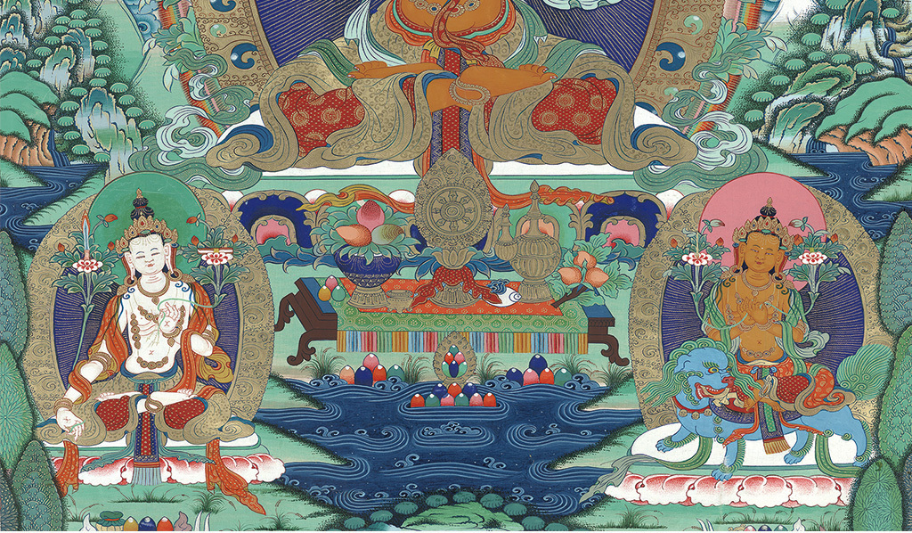 高清唐卡菩萨像寺庙壁画文殊菩萨