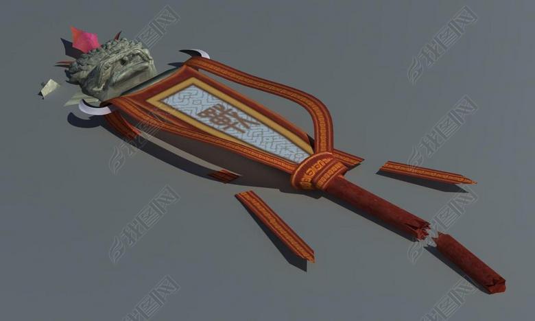 游戏道具古代战争旗子破损军旗模型图片下载m