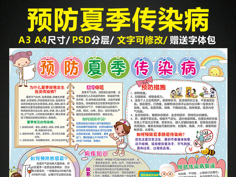 预防夏季传染病小报夏天健康手抄报电子小报(