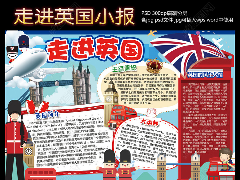 英国小报欧洲地理手抄报电子小报设计图片下载