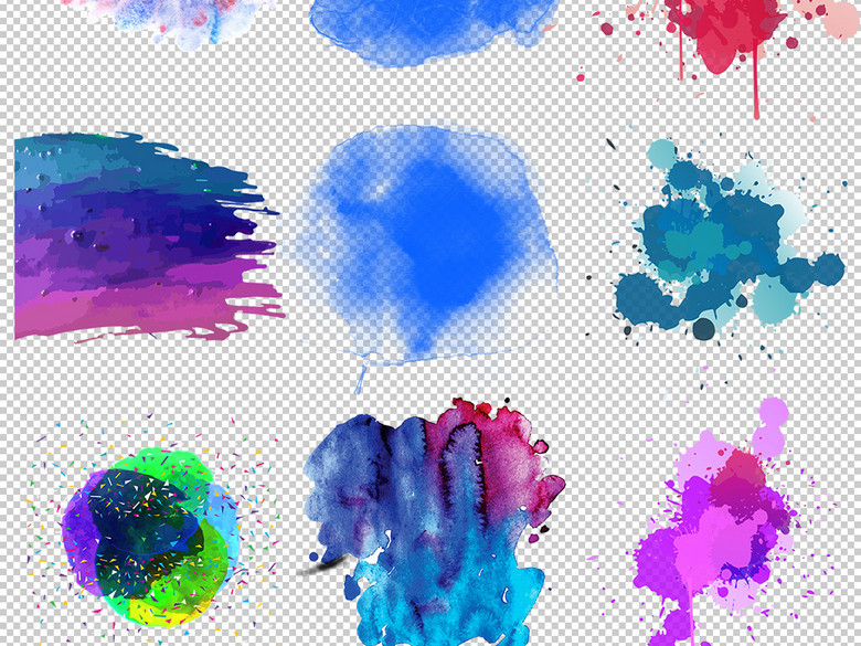 时尚彩色水彩涂鸦喷绘底纹背景png图片(图片编