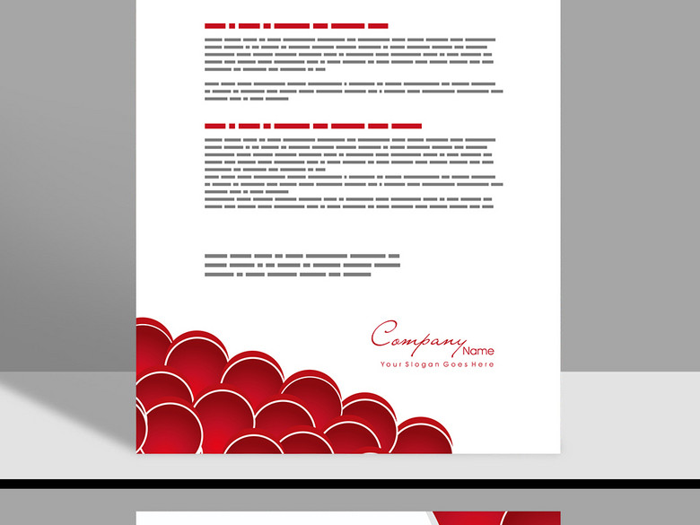 红色简约圆圈圆形word背景信纸文档背景(图片