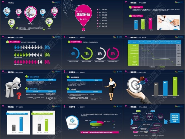 创意苹果风格中国移动通信QC发布会模板(图片
