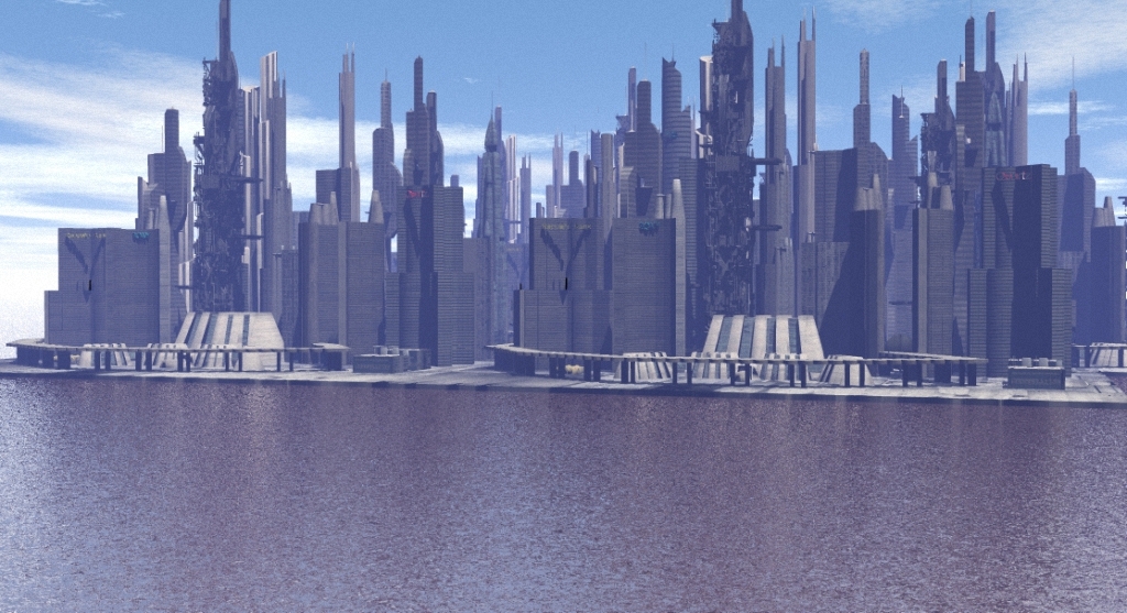 原创3d未来城市建筑模型场景