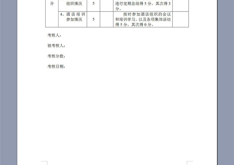 保卫部主管领班考核表(图片编号:16417337)_绩