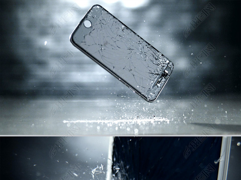 手机屏幕玻璃摔碎高速摄影慢镜头视频素材(图