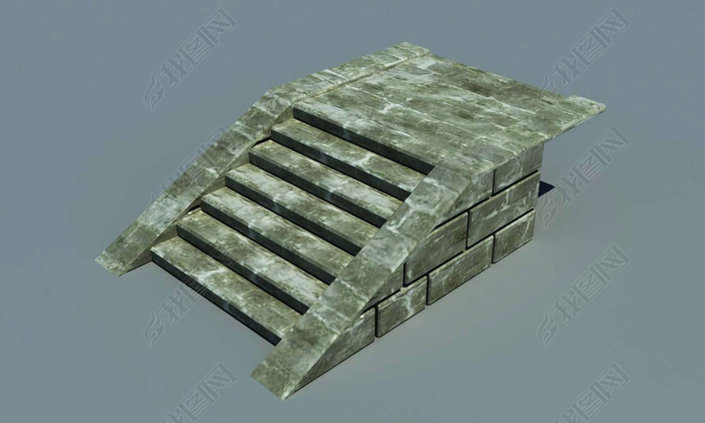3D游戏楼梯石级石阶场景素材模型图片下载m
