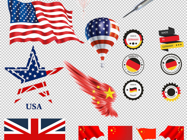 中国美国德国英国澳大利亚多国国旗png图(图片
