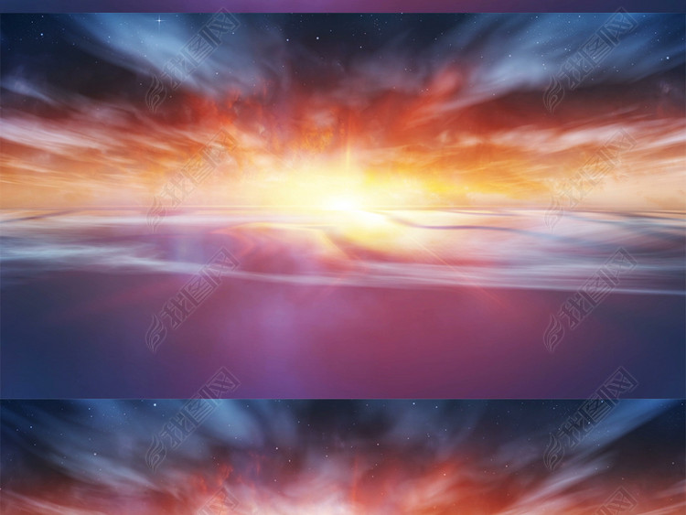 大气宇宙星空夕阳海面雾气特效背景视频素材