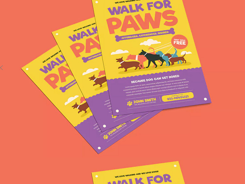 宠物店宣传海报展板dm单页狗步行者传单(图片