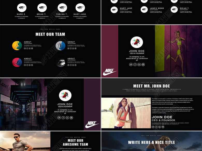 nike耐克时尚运动品牌营销策划PPT模板(图片