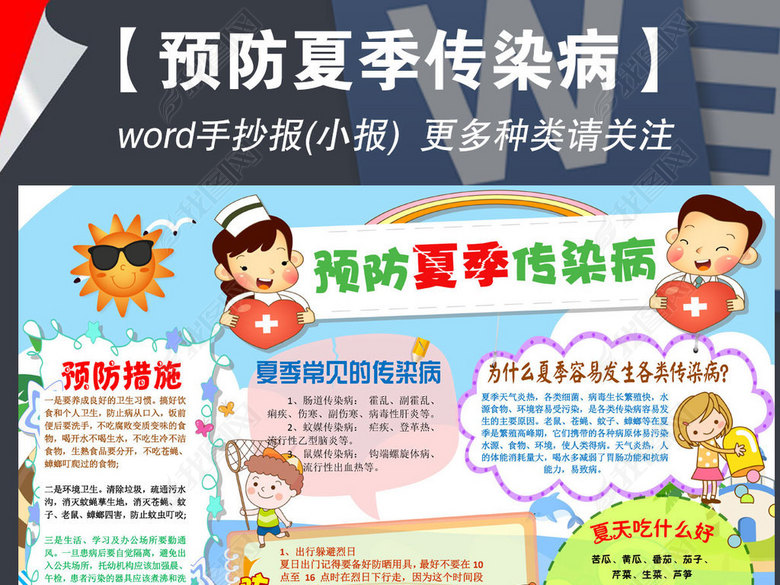 预防夏季传染病卫生安全饮食小报手抄报简单边