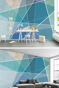 【精品】手绘几何线条电视背景墙设计素材_手