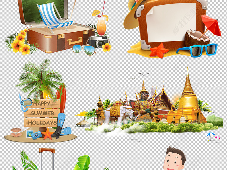 卡通出国旅游旅行出游海报宣传素材图片下载p