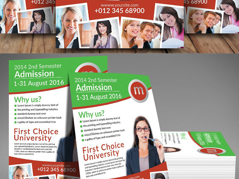 三色现代简约留学中介服务机构宣传海报模板(