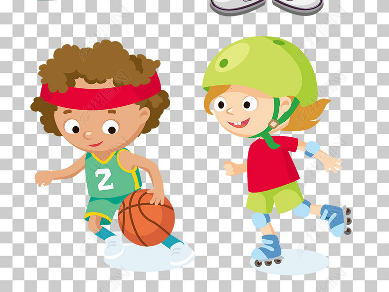 卡通手绘学生儿童体育运动玩耍png免扣素材图