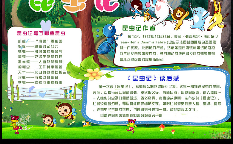 昆虫记小报读书阅读推荐手抄报电子小报图片(