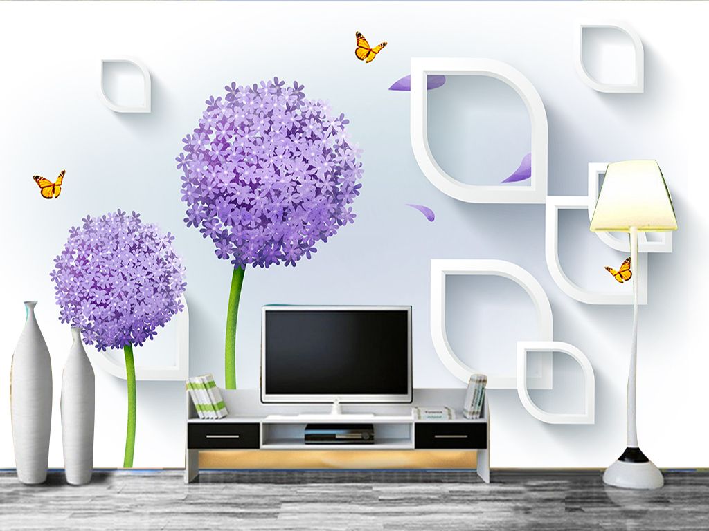 蒲公英的爱恋3D现代背景墙