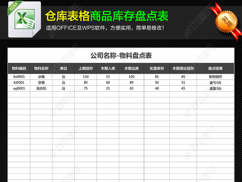 仓库货物库存盘点盈亏表进销存出入库表格图片