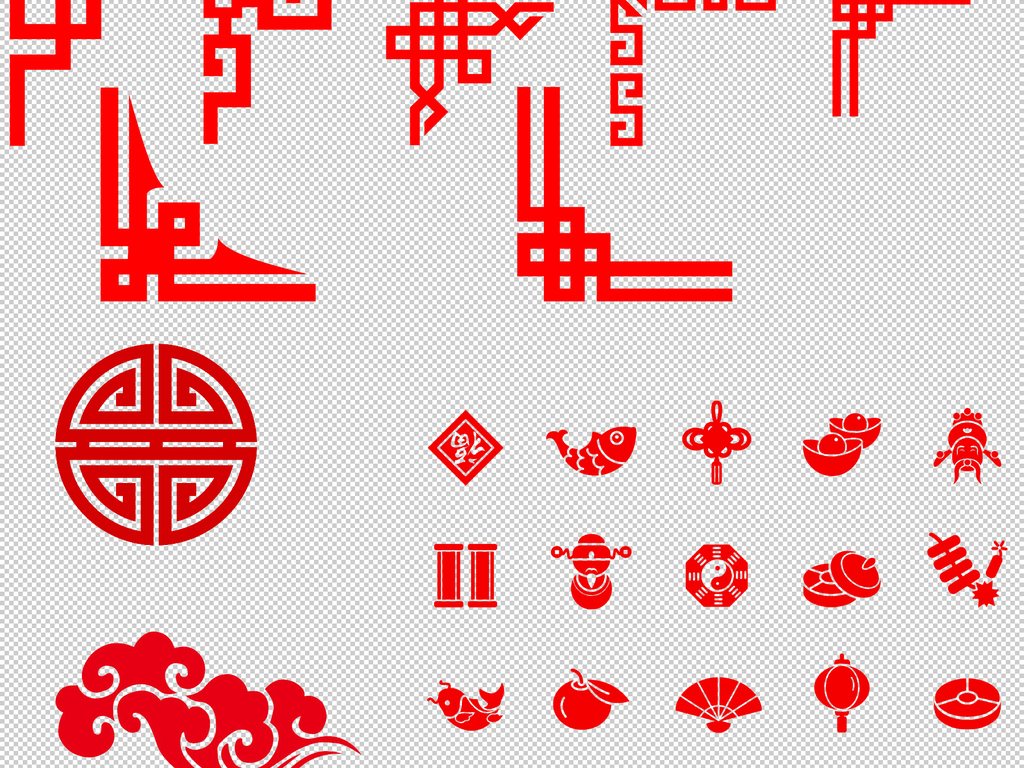 中国传统花纹边框中国风元素免扣高清.
