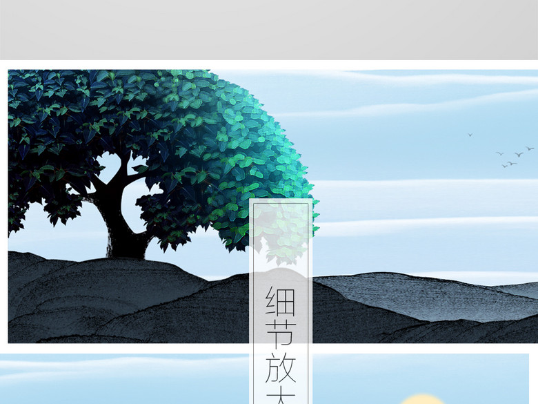 北欧风小树蓝天白云床头装饰画(图片编号:165