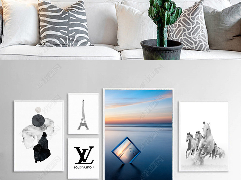 装饰画简约黑白 jpg