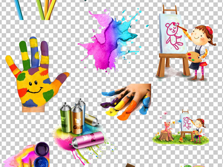 少儿美术培训班招生海报卡通儿童绘画PNG(图